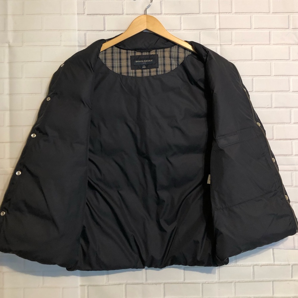 Banana Republic Men's Quilted Black Down Puffer Zip Front/Button Vest Jacket M - Picture 3 of 14